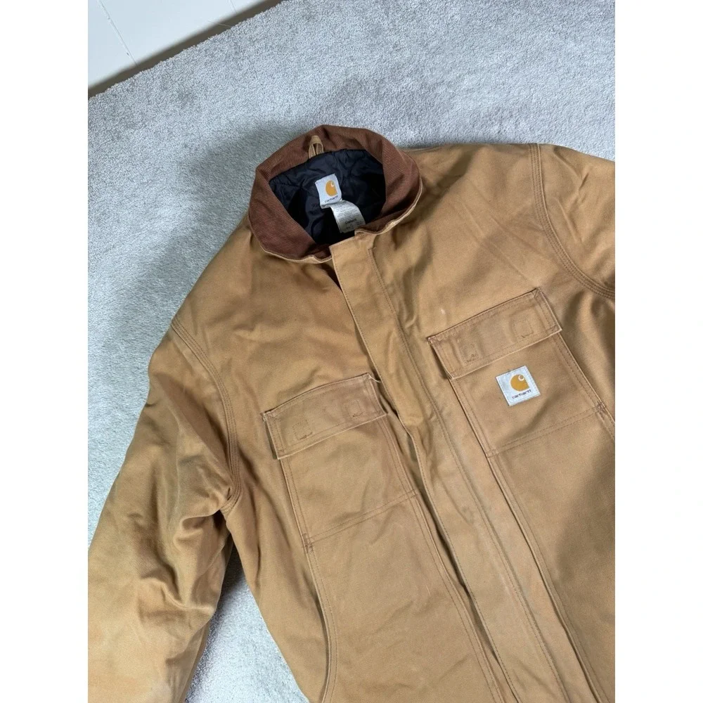 VTG Carhartt C03 BRN Arctic Jacket Mens 48 Reg Canvas Chore Barn DISTRESSED Work